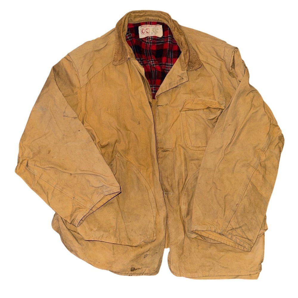 1960's Vintage Weathur-Wear Coast to Coast Hunting Coat Tan Duck Canvas Large